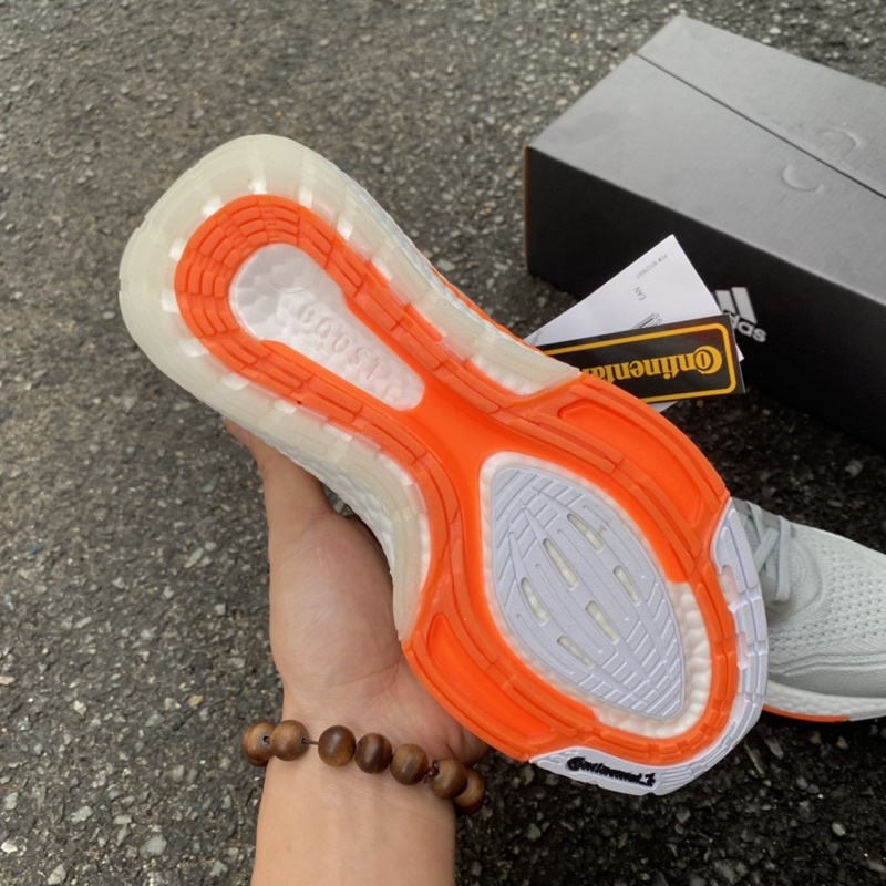 Giầy ultraboost 2021 xám phối cam nam, giầy chạy bộ