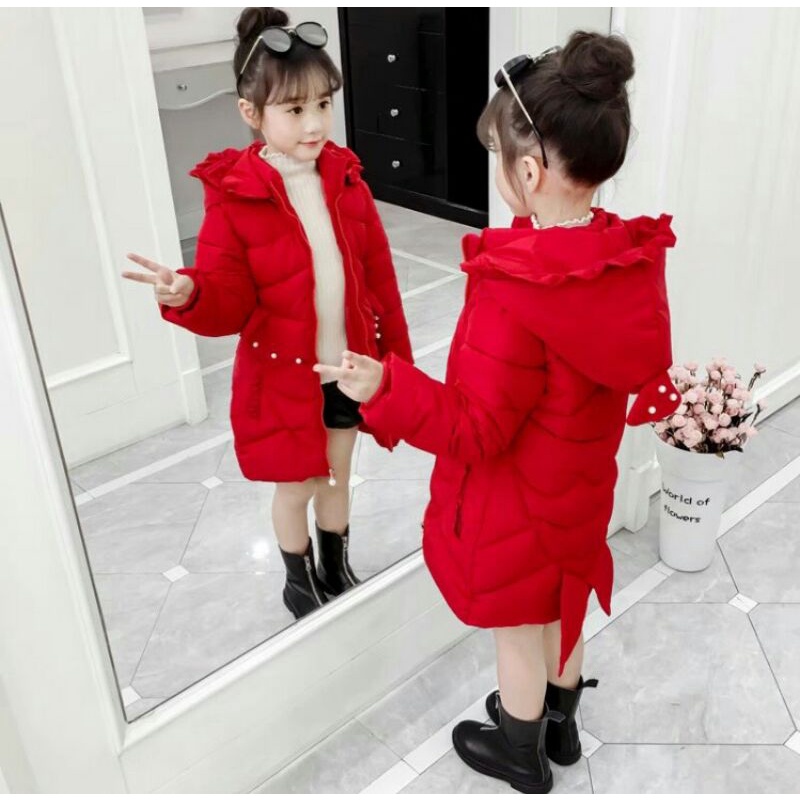 Áo phao dáng dài phong cách xứ Hàn bé gái