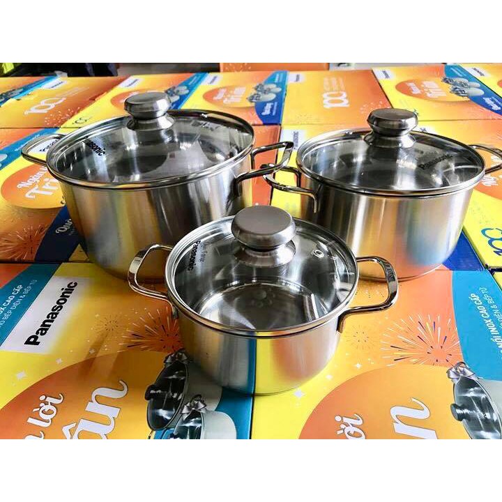 BỘ 3 NỒI #FIVESTAR NẮP KÍNH 3 ĐÁY Hkm của PANASONIC | Shopee Việt Nam