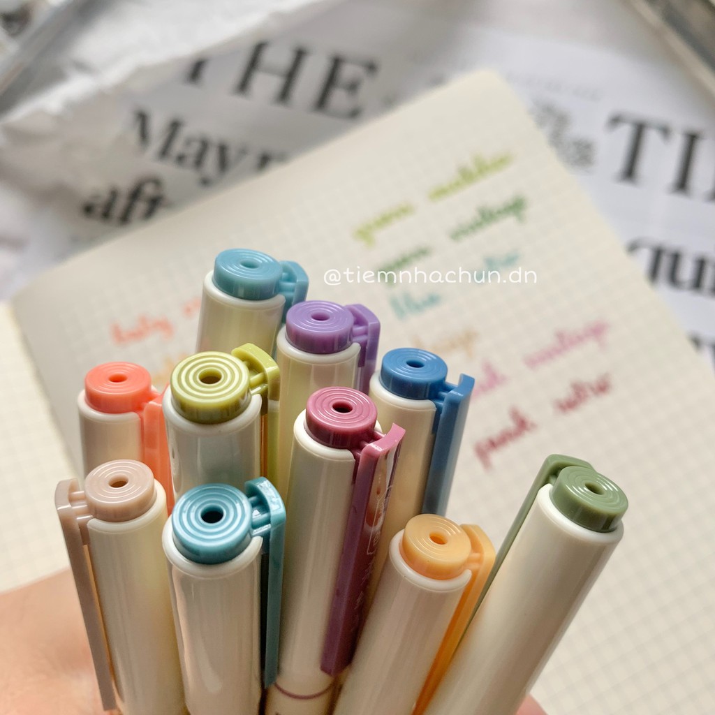 (MỚI) BÚT SOFT BRUSH SIGN PEN MÀU PASTEL VINTAGE VIẾT TIÊU ĐỀ VÀ CALLIGRAPHY (ảnh thật) - Tiệm nhà Chun