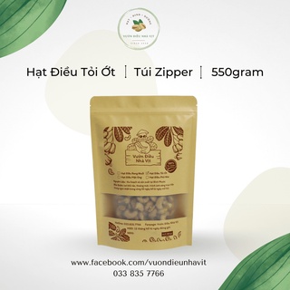 Hạt Điều Tỏi Ớt Hạt Loại A Túi Zipper 550G Tiện Lợi Ăn Vặt - Vườn Điều Nhà Vịt