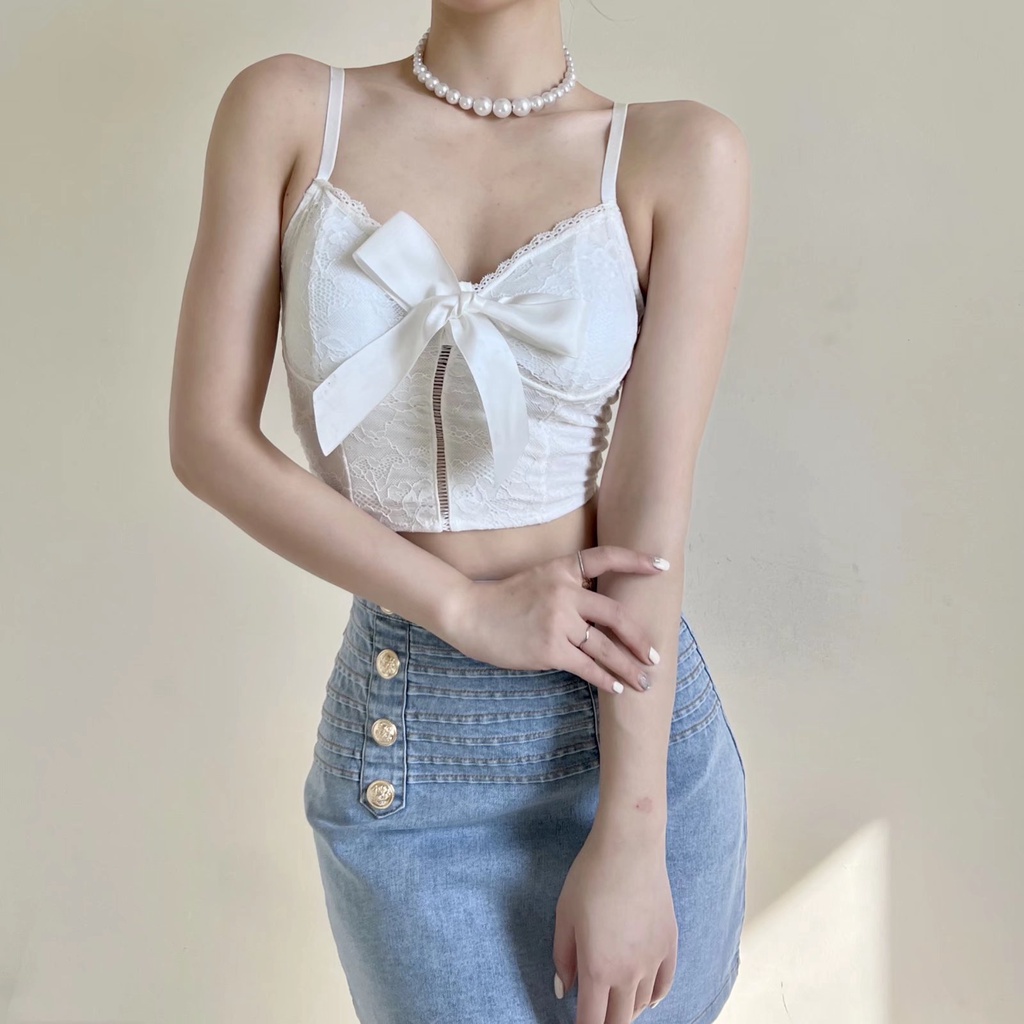 Áo Bra 2 Dây Chichi Bra Croptop Viền Ren Hoa Thoáng Mát, Mềm Mịn 1892