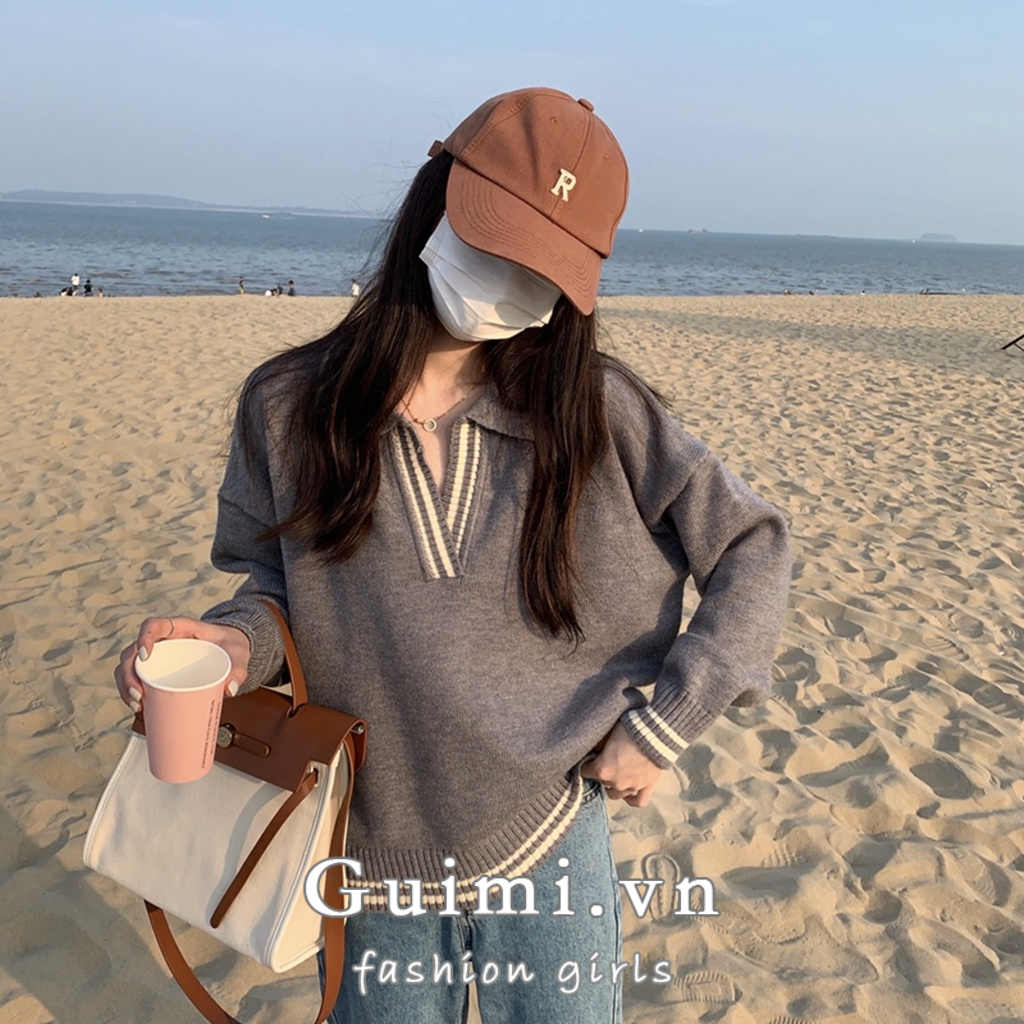 NZN Áo Thun polo Dệt Kim Phong Cách Hàn Quốc Thời Trang Thu Đông Cho Nữ