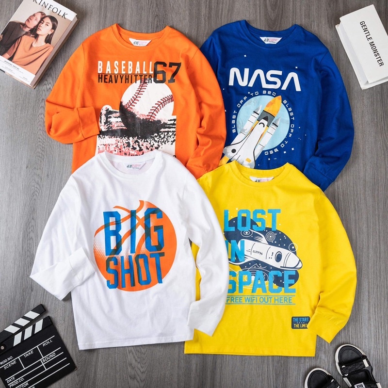 Áo thun cotton bé trai size đại 20-55kg Janeshop mẫu áo thun dài tay mới cho bé trai,mát mịn