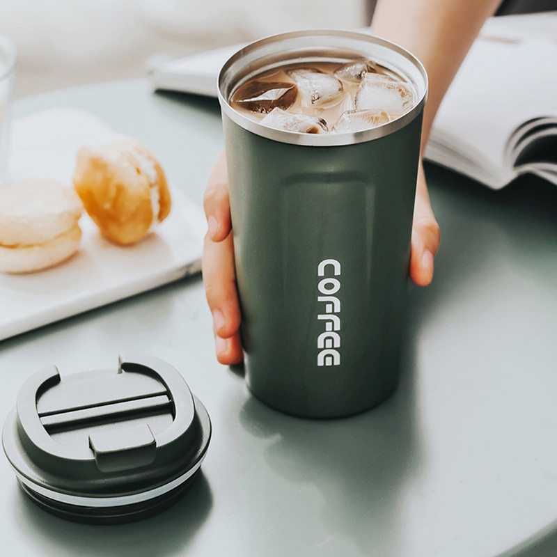 Youpin Cốc giữ nhiệt coffee holic inox 304 bình giữ nhiệt 12h khắc tên theo yêu cầu tặng Sticker trang trí 510ml 380ml