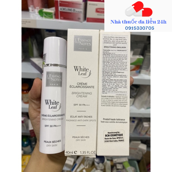 WHITE LEAF CREAM SPF30 và Elmusion spf30 40ml kem dưỡng trắng da mờ thâm nám