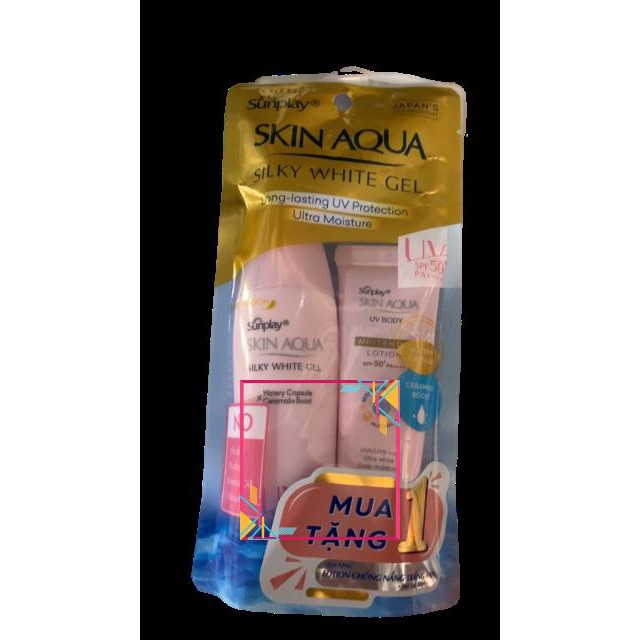 Gel chống nắng dưỡng da trắng mượt Sunplay Skin Aqua Silky White Gel SPF 50+, PA++++ 30g