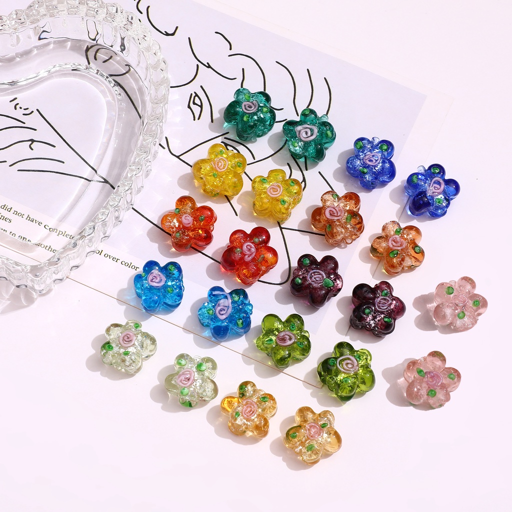 Hạt xâu hình hoa màu hồng/bạc bóng cổ điển độc đáo làm trang sức vòng tay/vòng cổ/hoa tai thủ công DIY