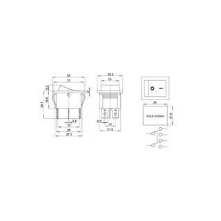 Công tắc 6 chân 2 vị trí KCD4 màu đỏ