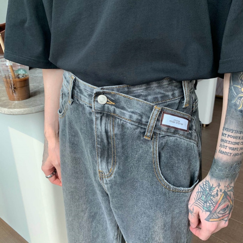 Quần jeans Ống Rộng Lưng Cao Xẻ Tà Phong Cách Hàn Quốc Thời Trang Mùa Hè Hàng Mới Cho Nam