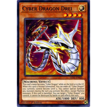 THẺ BÀI YUGIOH - MONSTER - Cyber Dragon Drei - LED3-EN020 - Common 1st Edition