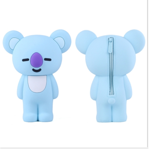 Túi Đựng Bút Bằng Silicone Cỡ Lớn In Hình Gấu Nâu Bts