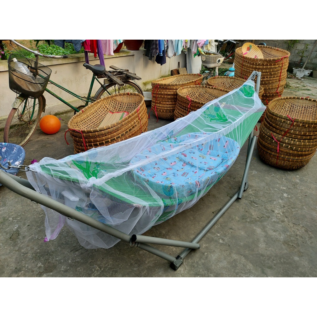 Combo Full bộ nôi tre nằm võng cho bé có 6 size - tặng vòng dâu tằm chống giật mình