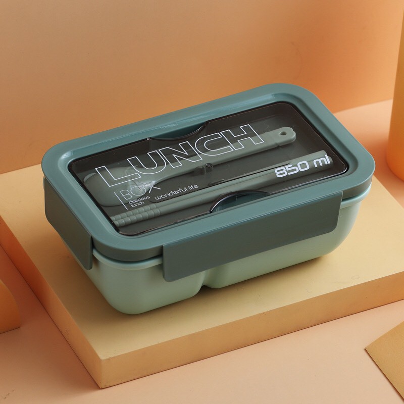 Hộp cơm văn phòng giữ nhiệt Lunch Box 850ml tặng kèm muỗng thìa cao cấp an toàn sức khỏe sử dụng được lò vi sóng | BigBuy360 - bigbuy360.vn