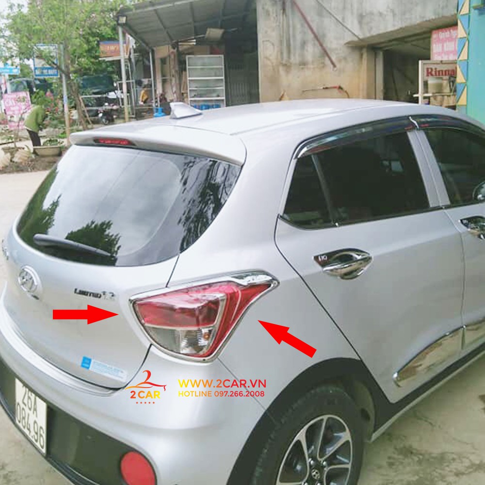 Ốp viền đèn pha, hậu xe Hyundai i10 hatchback 2014- 2020 mạ crom cao cấp