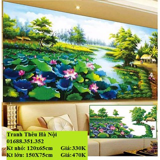 Tranh đính đá đầm sen y8057-120x65cm