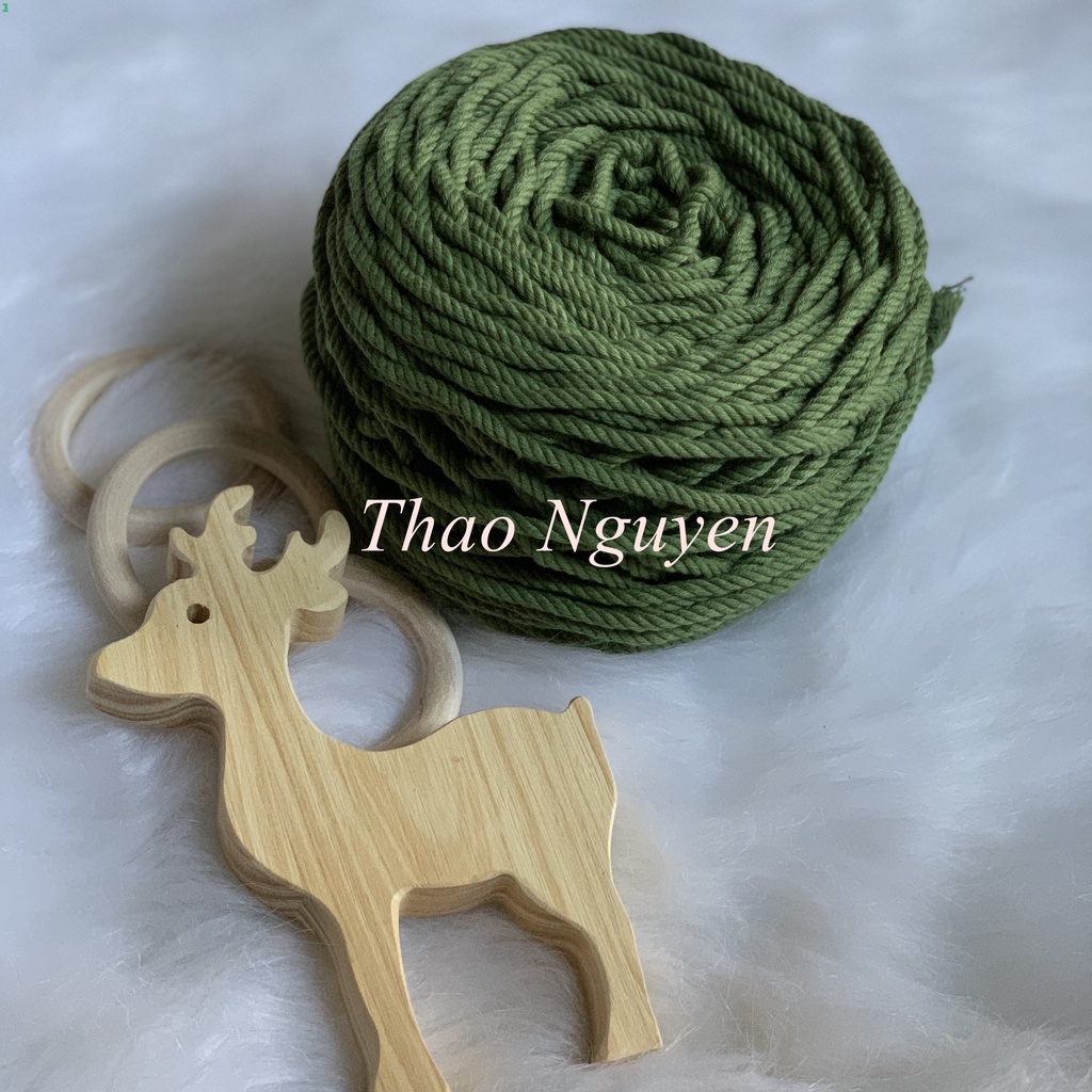 ( ẢNH THẬT ) Dây thừng se macrame màu XANH OLIVE size 3mm