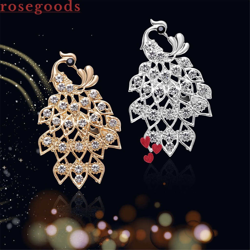 Trâm Cài Áo Hình Con Công Đính Đá|Ghim Hợp Kim