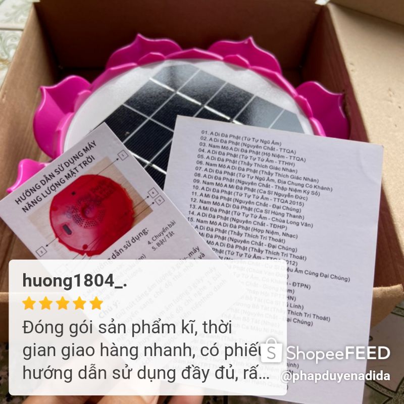 Máy Loa nghe tụng kinh niệm Phật dùng năng lượng mặt trời hình hoa sen