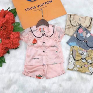Bộ pijama lụa cho bé gái