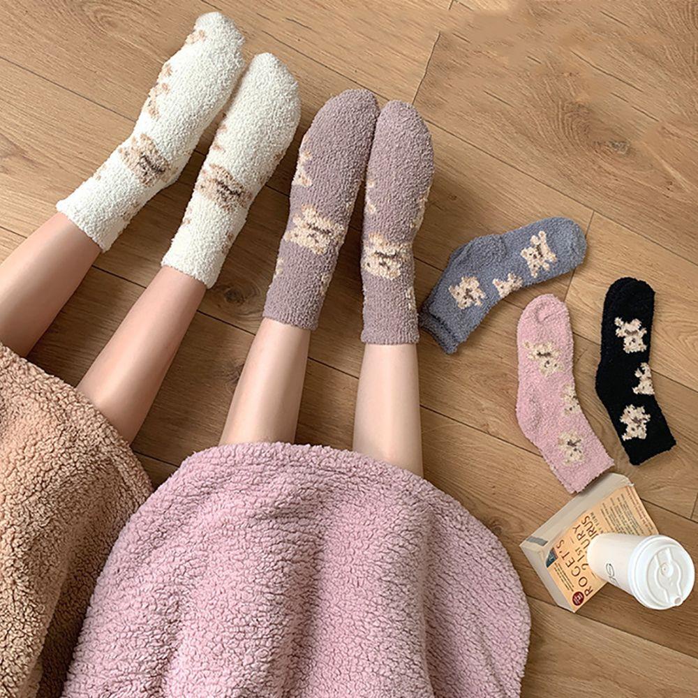 Vớ Ngủ Dày Mềm Mại Ấm Áp Hình Gấu Đáng Yêu Cho Nữ