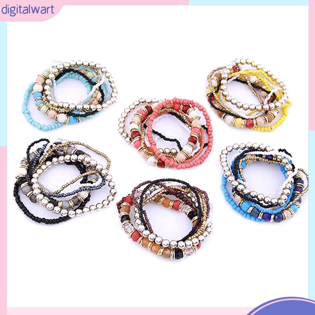 Set 7 Vòng Tay Chuỗi Hạt Nhiều Màu Sắc Phong Cách Bohemian Cá Tính Trẻ Trung Dành Cho Nữ