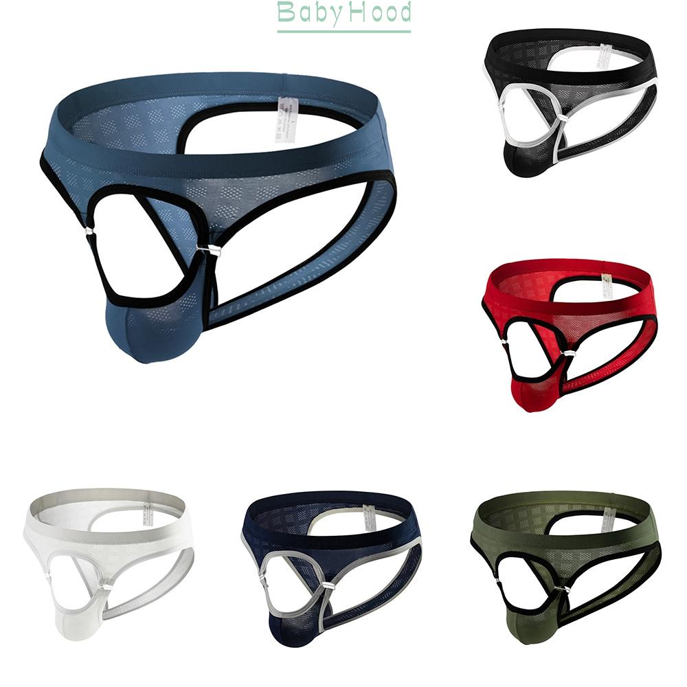 Mens Underpants Jockstrap Lingerie Nylon Open Crotch Panties Soft Bikini#BBHOOD