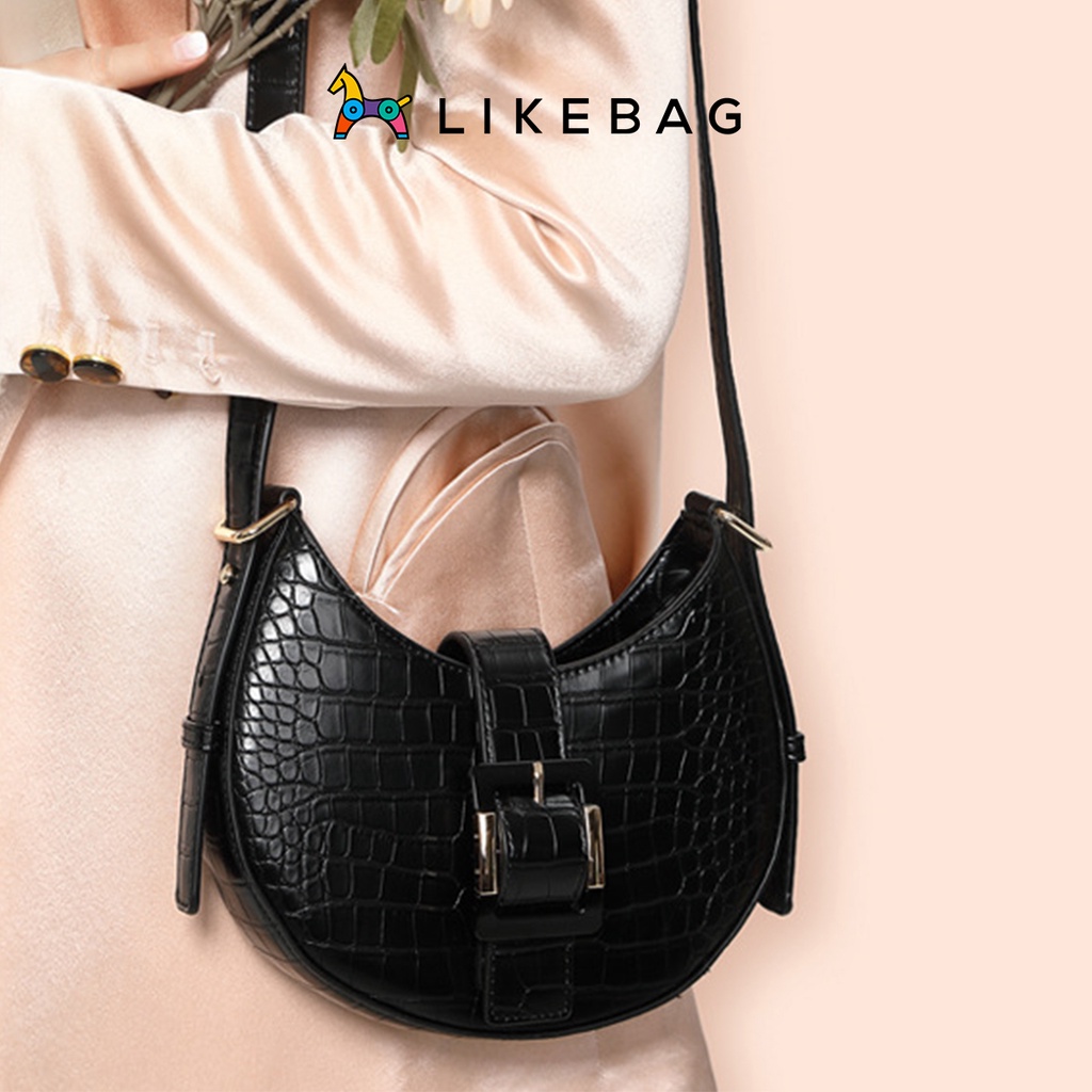 Túi xách nữ đeo vai LIKEBAG da cá sấu dáng thuyền thời trang 9909 - LIBAGI