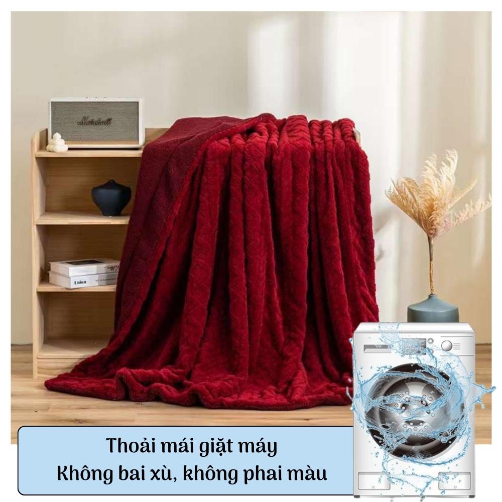 Chăn lông cừu giữ nhiệt mùa đông Tafurong bản mặt bụng cùng màu Otama Bedding kích thước 2mx2m3 nặng 2kg3