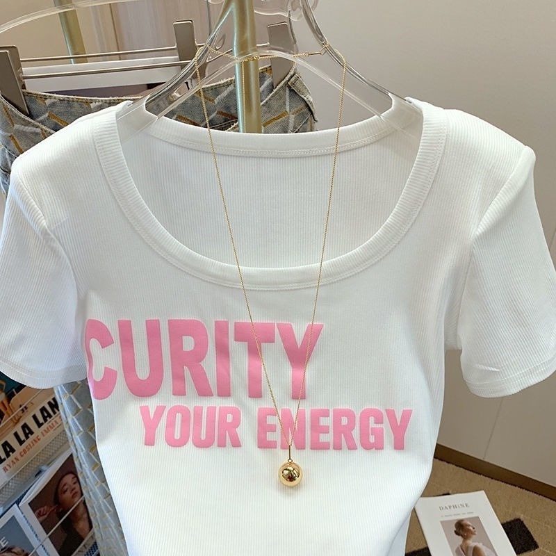 Áo Thun Tay Ngắn Cổ Chữ U Dáng Ôm Thời Trang Mùa Hè Dễ Phối Đồ Cho Nữ
