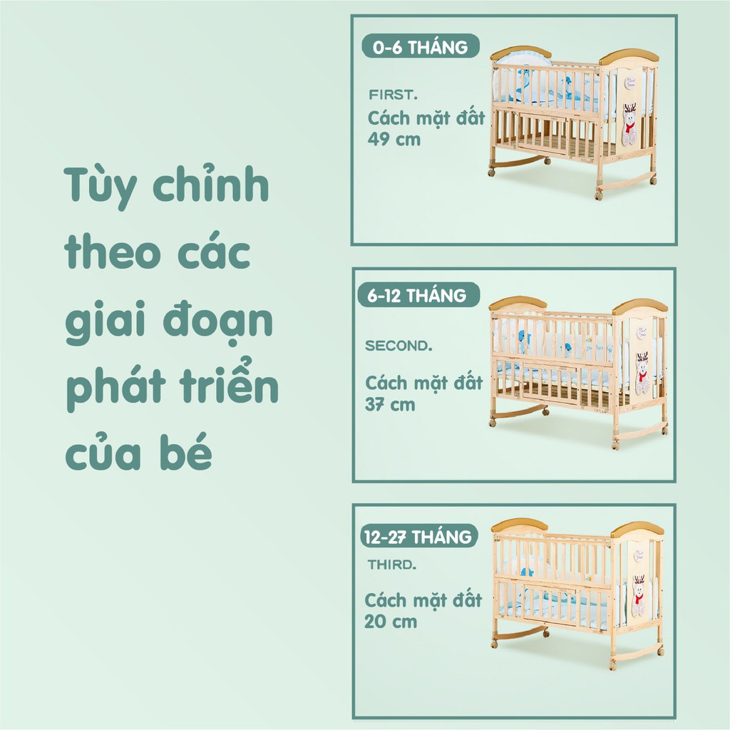 Nôi cũi UMOO tích hợp 5 trong 1 cho bé UM-08105