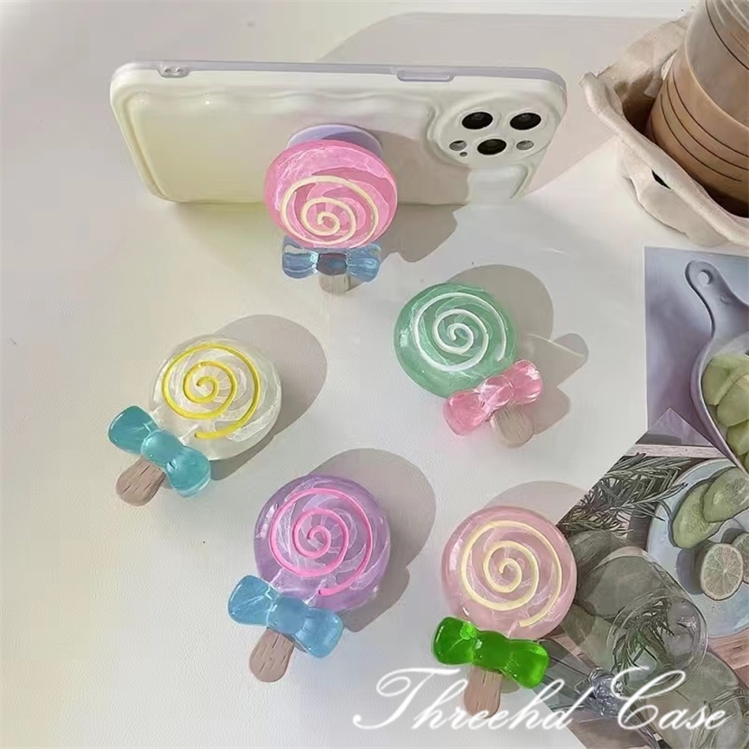 Giá Đỡ Điện Thoại Hình Kẹo Mút Hoạt Hình 3D Dễ Thương Nhỏ Gọn Thời Trang Có Thể Sử Dụng Để Xem Video