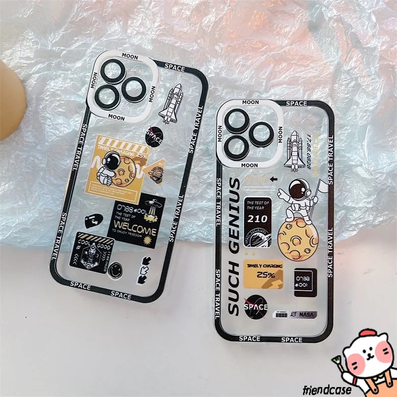 Ốp Điện Thoại Silicon TPU Mềm Trong Suốt Hình Phi Hành Gia Cho IPhone 7Plus 8Plus 11 XR 12 13 11 14 Pro MAX 7 8 6 6s X SE 2020 XS MAX