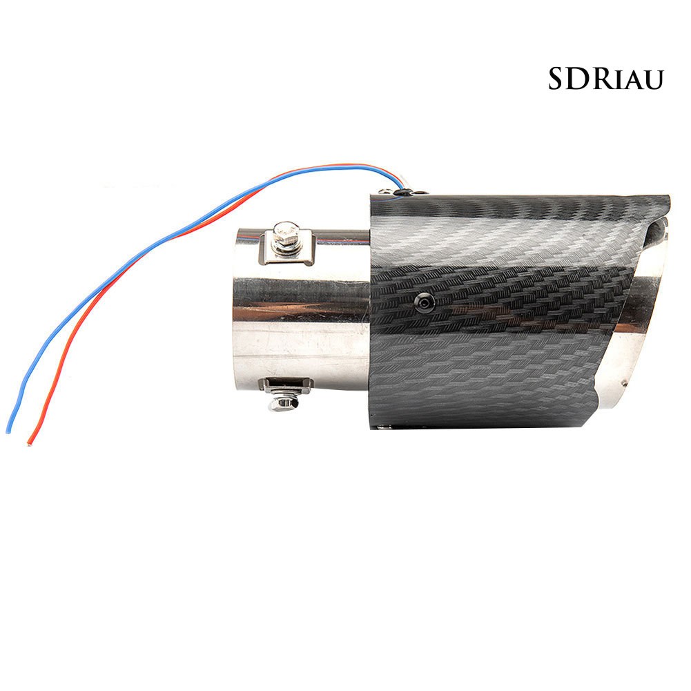 Ống xả giảm thanh có đèn LED màu đỏ/xanh dương họa tiết sợi carbon gắn đuôi xe hơi