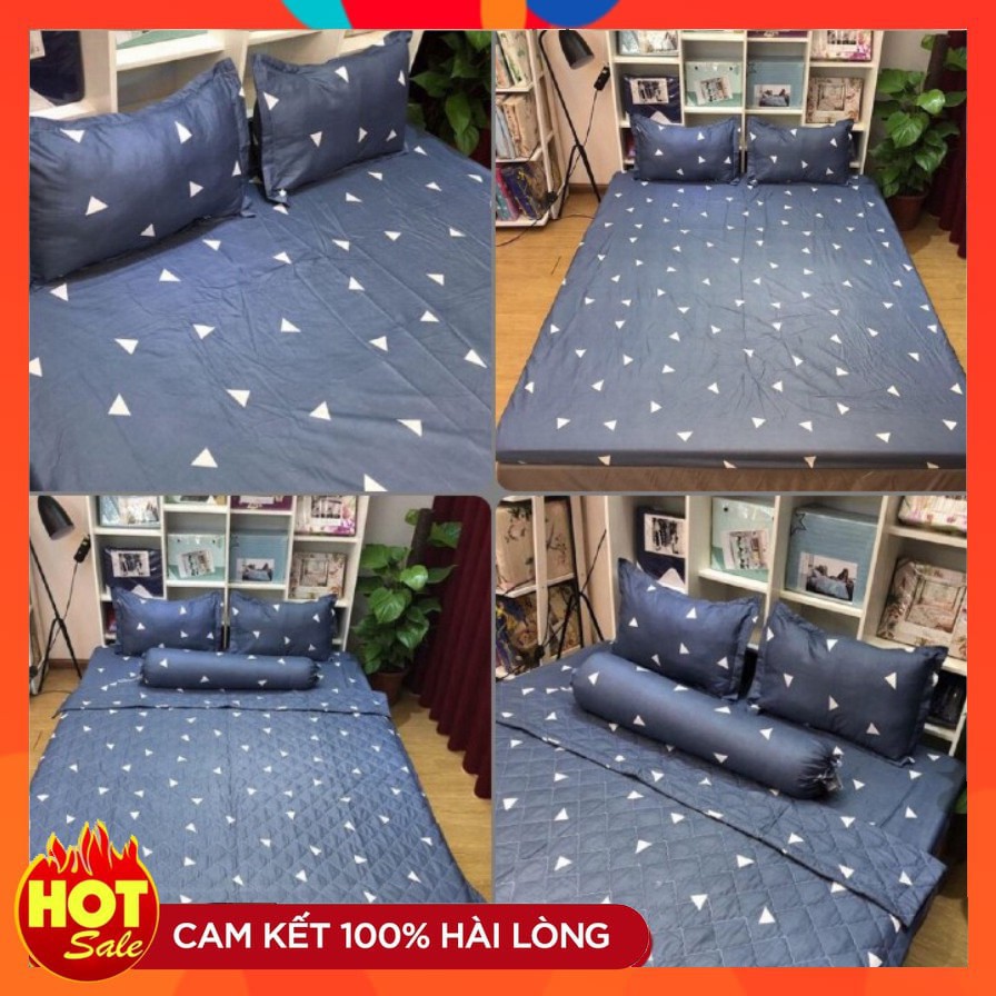 ( VỎ GỐI 50 X 70 )Bộ ra giường⚡️1 ga nệm 1m6/1m8 kèm 2 áo gối loại lớn mẫu tam giác ghi-MIDAS2017