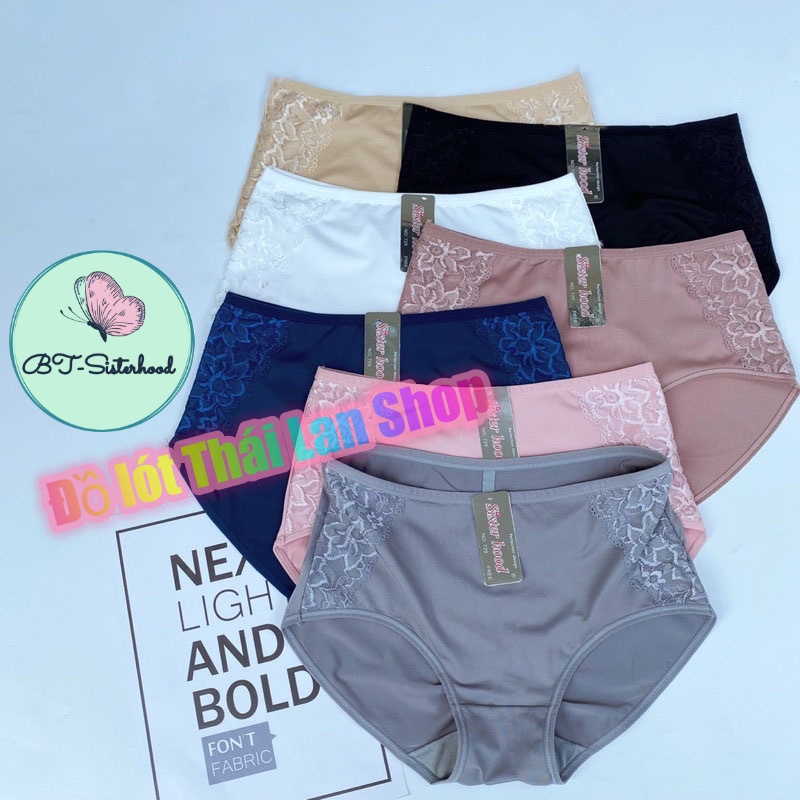 Quần lót nữ cotton phối ren siêu bền ,quần chip Thái Sisterhood 729, FREESIZE 50-65kg (v3 từ 90-106cm) nhập khẩu