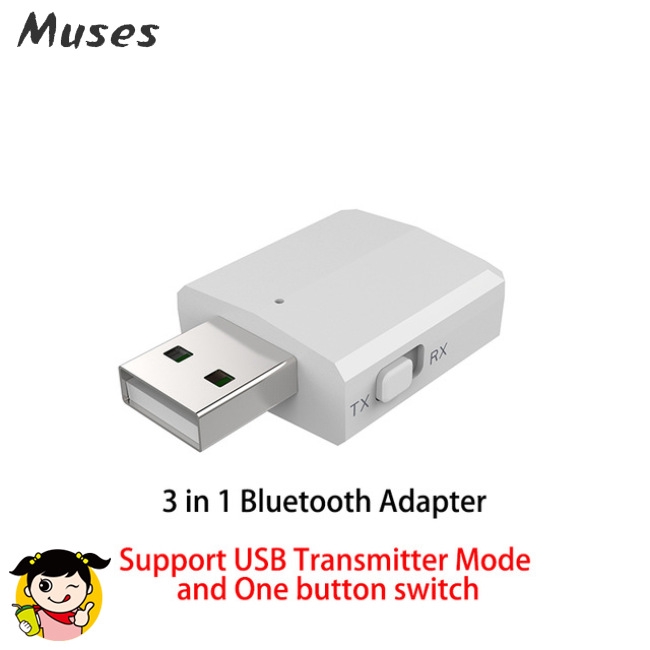 Đầu USB chuyển đổi thu / phát âm thanh Bluetooth 5.0 cho TV 3.5mm mini AUX đa năng có công tắc