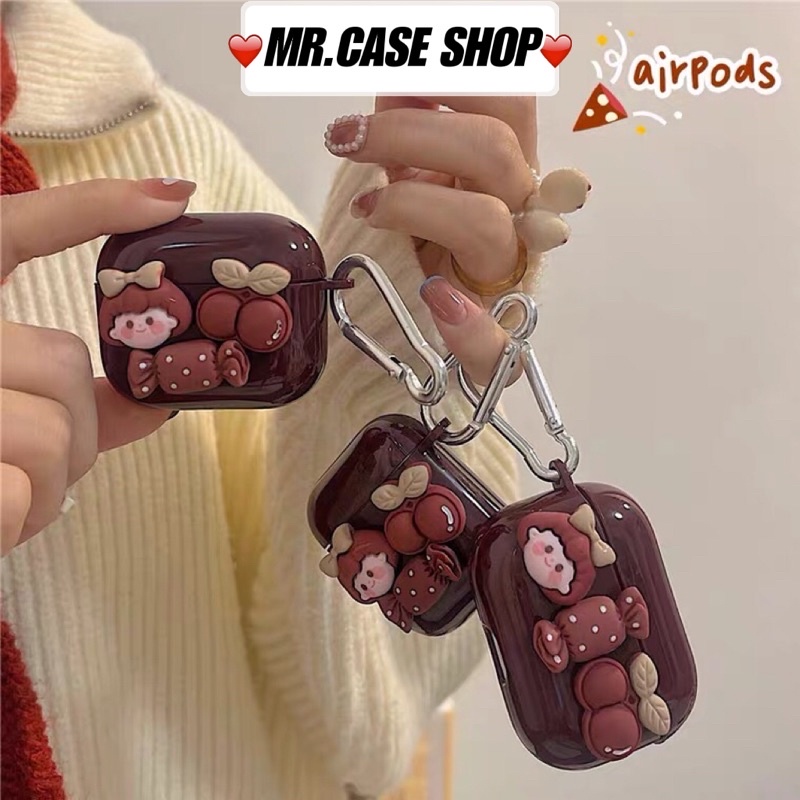 [ CÓ AP 3 ] Case Airpods 1/2 /Pro Vỏ Ốp Tai Nghe Hình Màu Đỏ Bóng Cherry Girl - Mr.Case AirPods