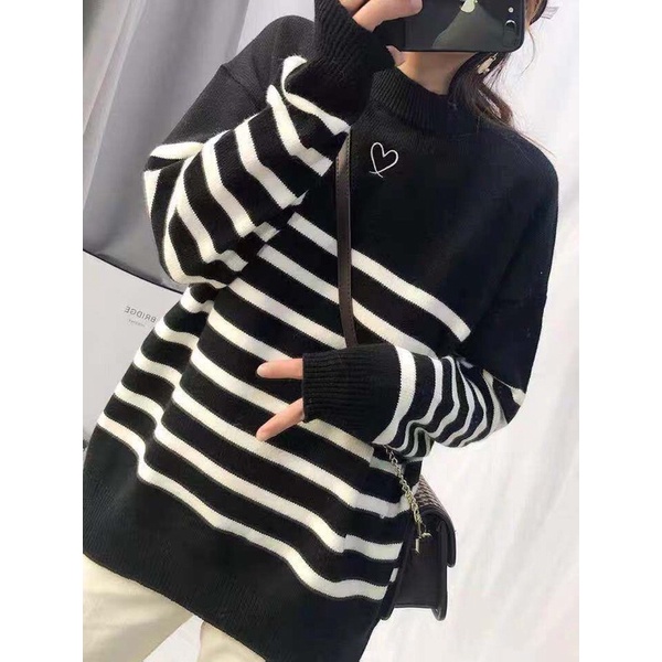 G39. 637. ÁO SWEATER KẺ SỌC DÁNG RỘNG SIÊU HOT sẽ