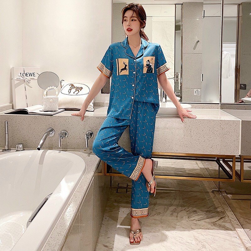 set ngủ piama chất liệu satin cao cấp nhập QC P004