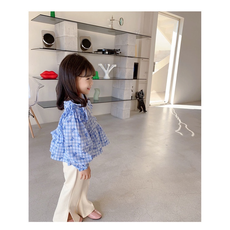 [Babycat] Hàng Có Sẵn Áo Sơ Mi Caro Nhỏ Phong Cách Hàn Quốc Nhật Bản Mới 2022 Phong Cách Phương Tây Cho Bé Gái