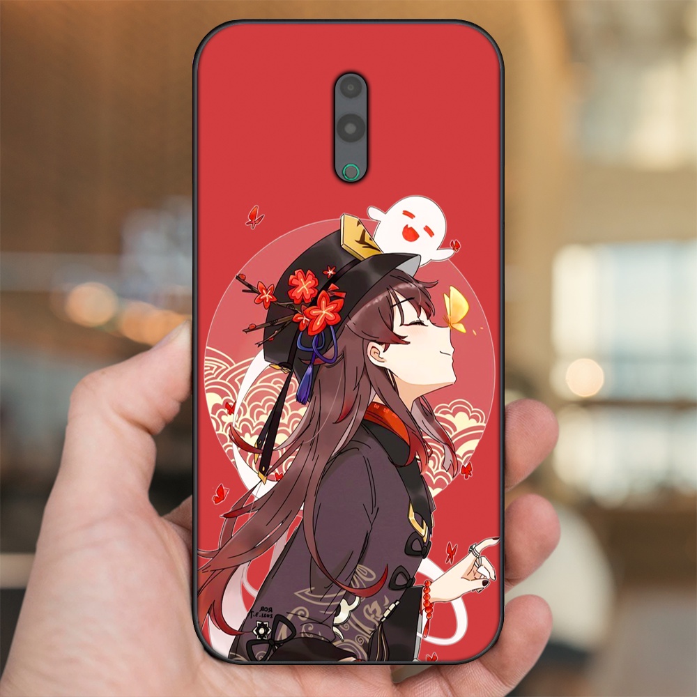 Ốp lưng Oppo Reno viền đen in hình Hutao Genshin Impact
