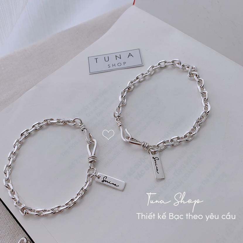 [HÀNG THIẾT KẾ]  Vòng tay đôi Bạc làm theo yêu cầu _𝐀̉𝐧𝐡 + 𝐯𝐢𝐝𝐞𝐨 𝐭𝐡𝐚̣̂𝐭_ TUNA SHOP Trang sức Bạc
