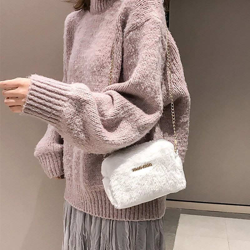 Túi đeo chéo bằng lông mịn mượt thiết kế dễ thương hợp thời trang