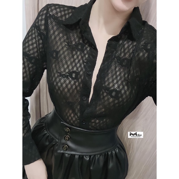 Áo sơmi ren chữ