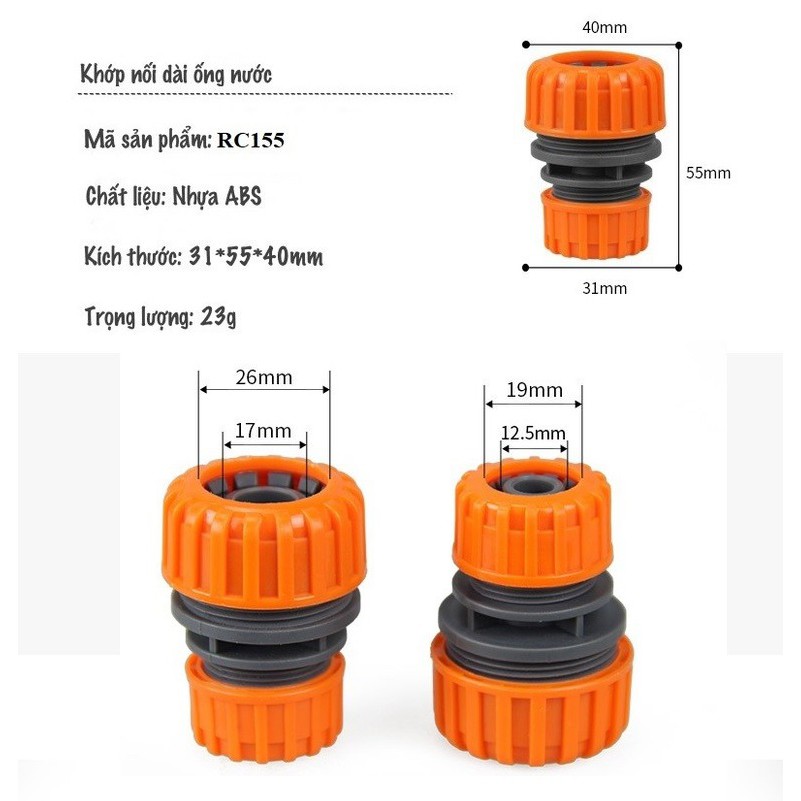 Khớp nối dài ống nước. Dùng chuyển từ ống nước phi 19 sang 26mm hoặc từ ống phi 26 sang 19mm