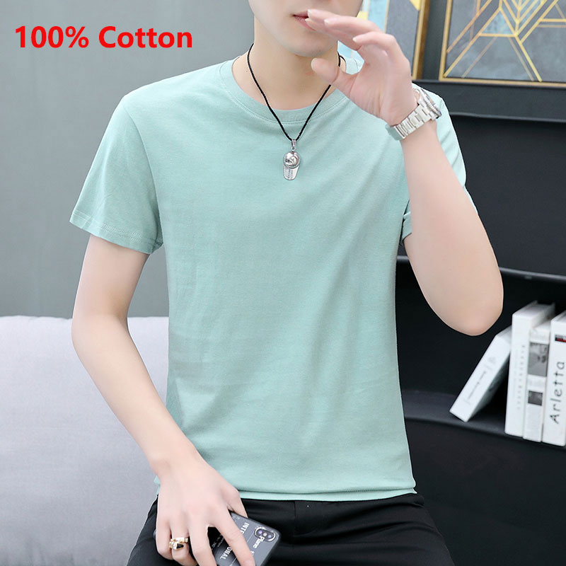 Áo Thun Nam Ngắn Tay Cổ Tròn Thời Trang 100% Cotton