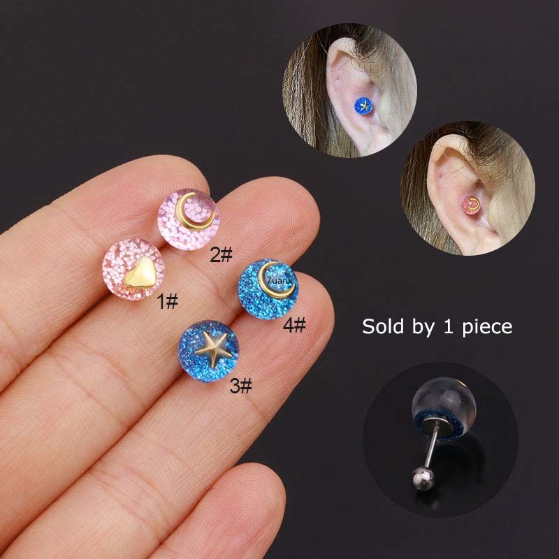 1 Chiếc Hoa Tai Dài 6mm Bằng Thép Không Gỉ Đính Pha Lê