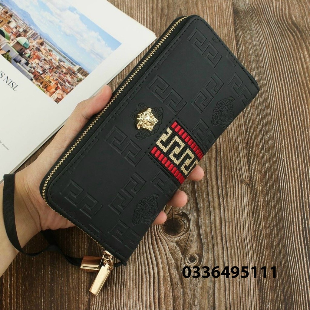 Ví cầm tay nam Versace, ví da cao cấp, hàng thương hiệu