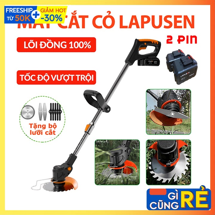 Máy Cắt Cỏ Cầm Tay, Máy Cắt Cỏ Chạy Pin 36V LAPUSEN 2 PIN 15000mah [Tặng 8 lưỡi cắt]